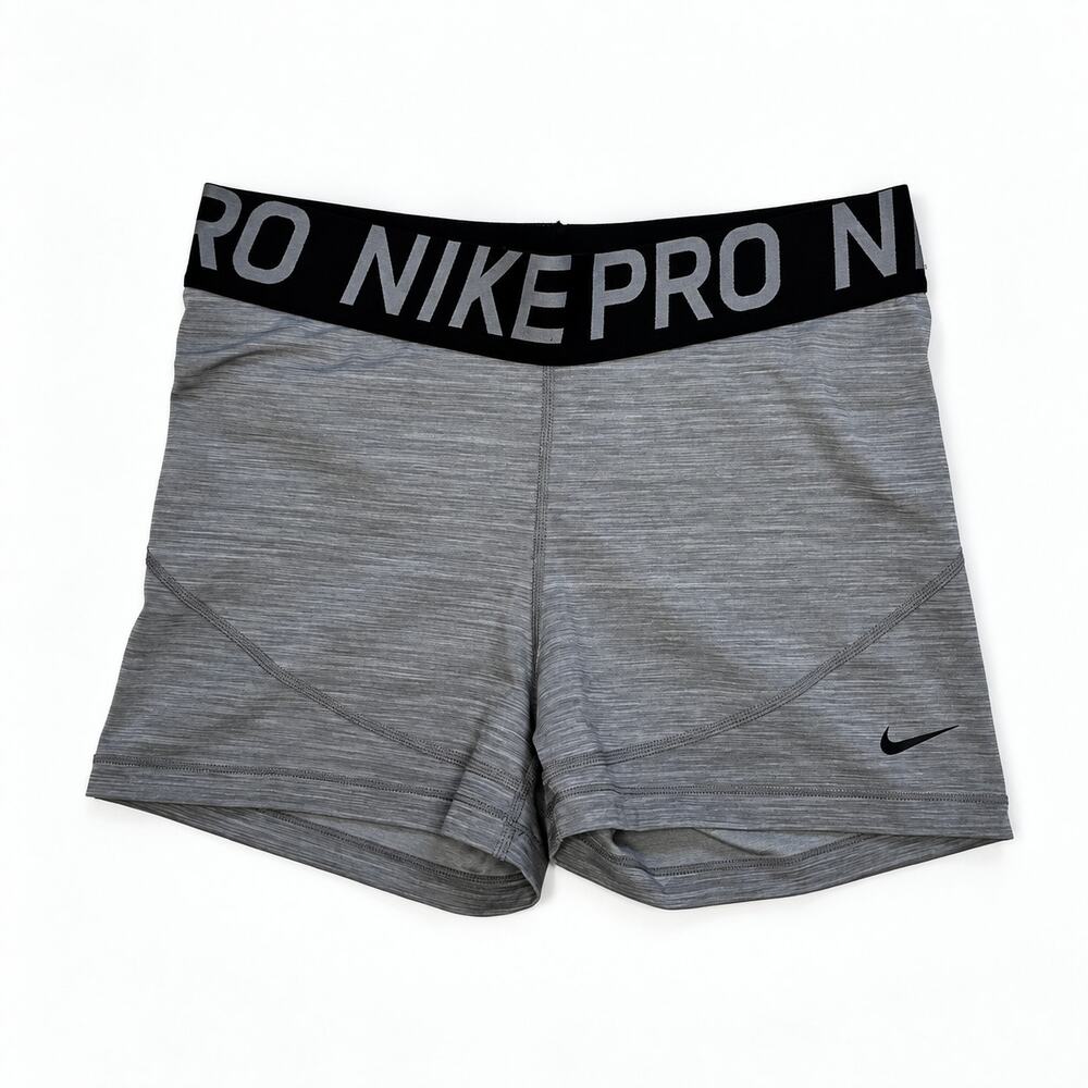 Nike Pro Dri-FIT Heather Gray Compression Athletic Shorts Women's L